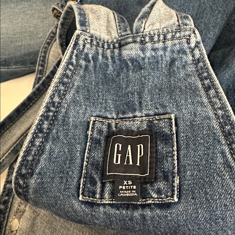 Gap Slouchy Relaxed Denim Overalls Size XS Petite - Picture 12 of 16